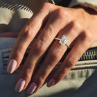 The Astra Ring - Emerald Solitaire with Pavé Band