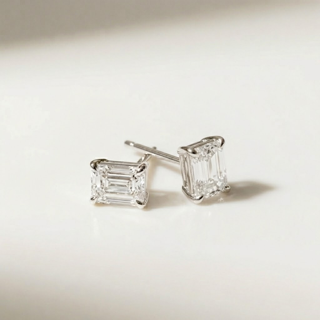 The Althea Earrings - Emerald Cut Studs
