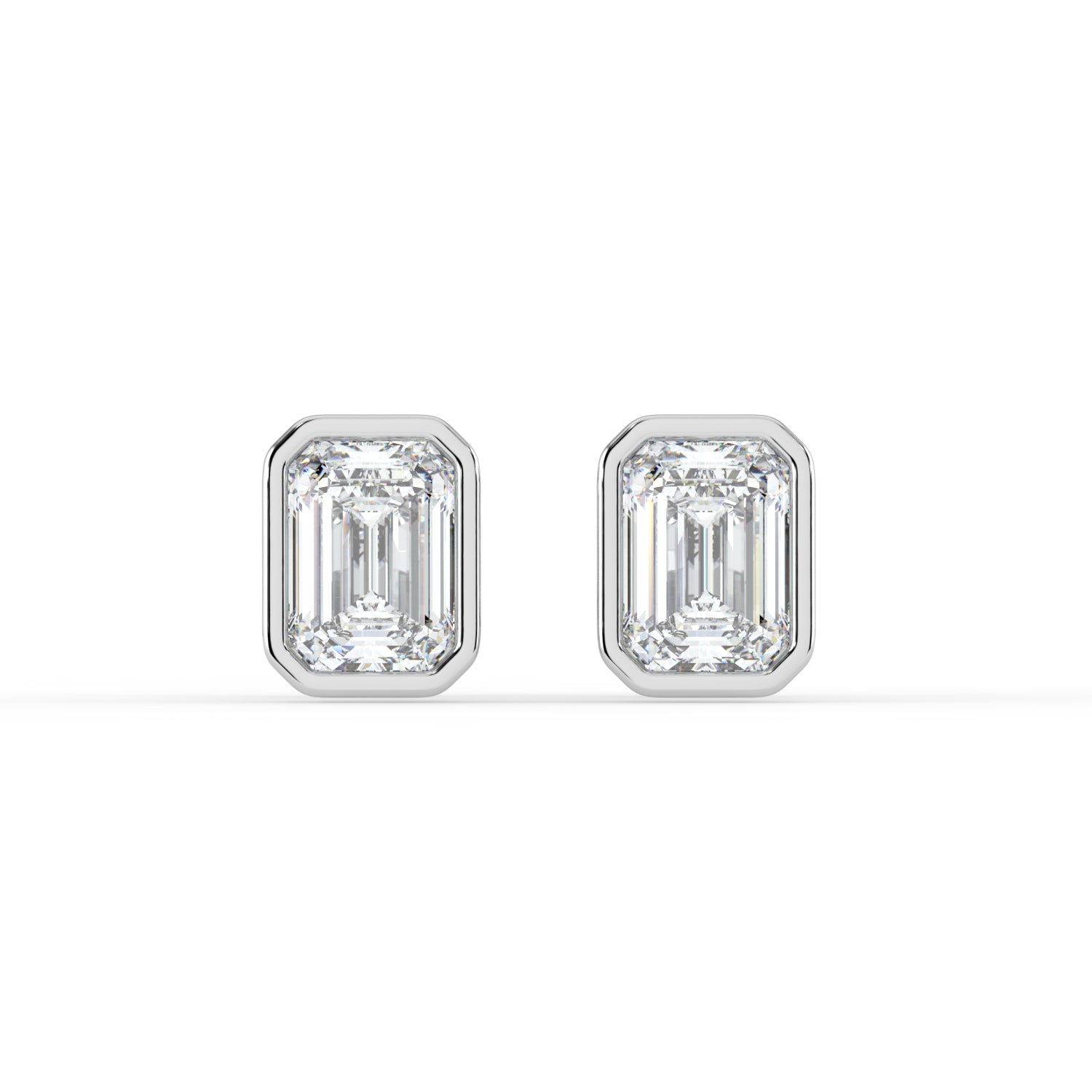 The Lyra Earrings - Bezel Set Emerald Studs