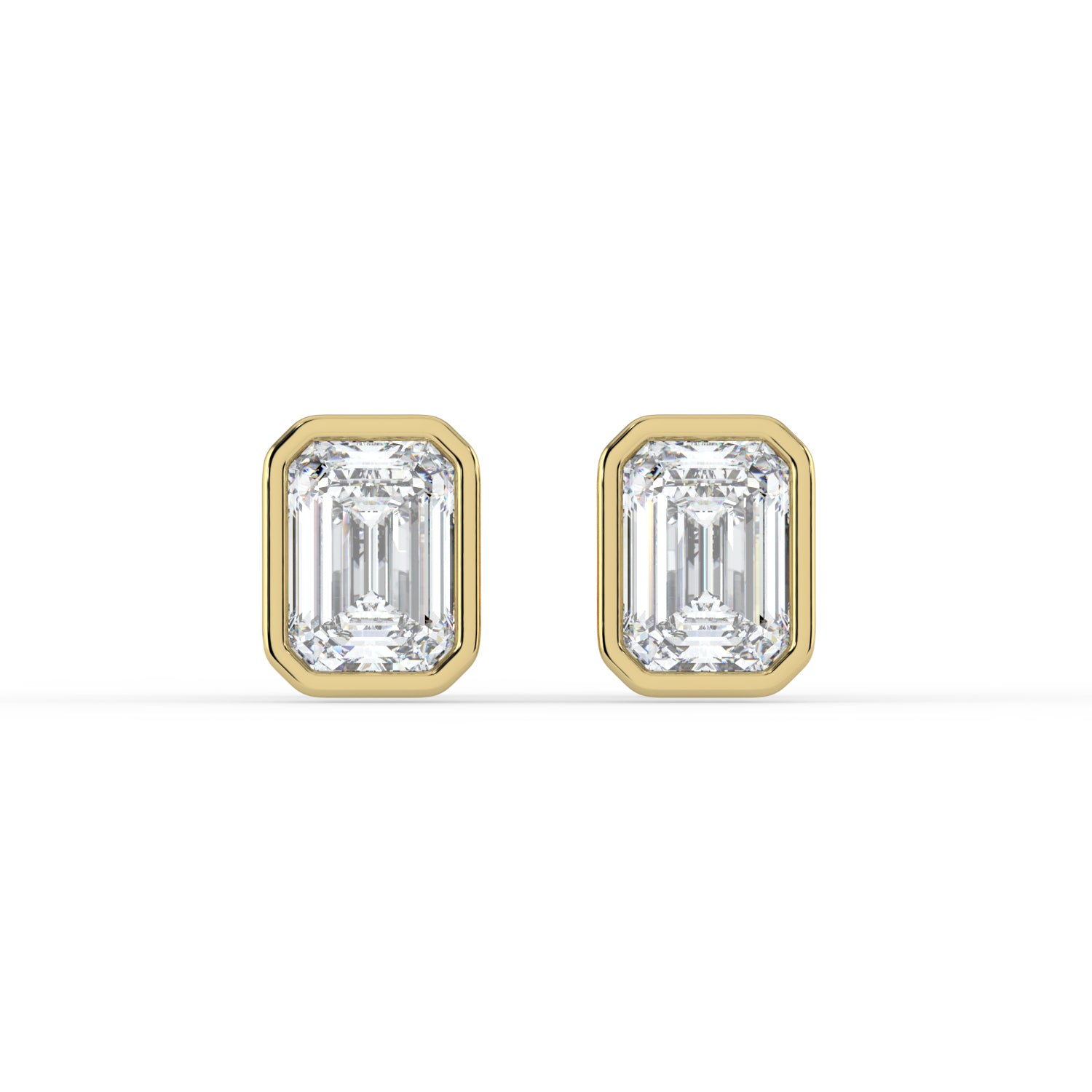 The Lyra Earrings - Bezel Set Emerald Studs