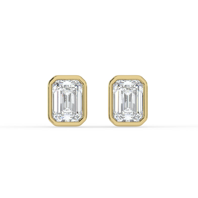 The Lyra Earrings - Bezel Set Emerald Studs