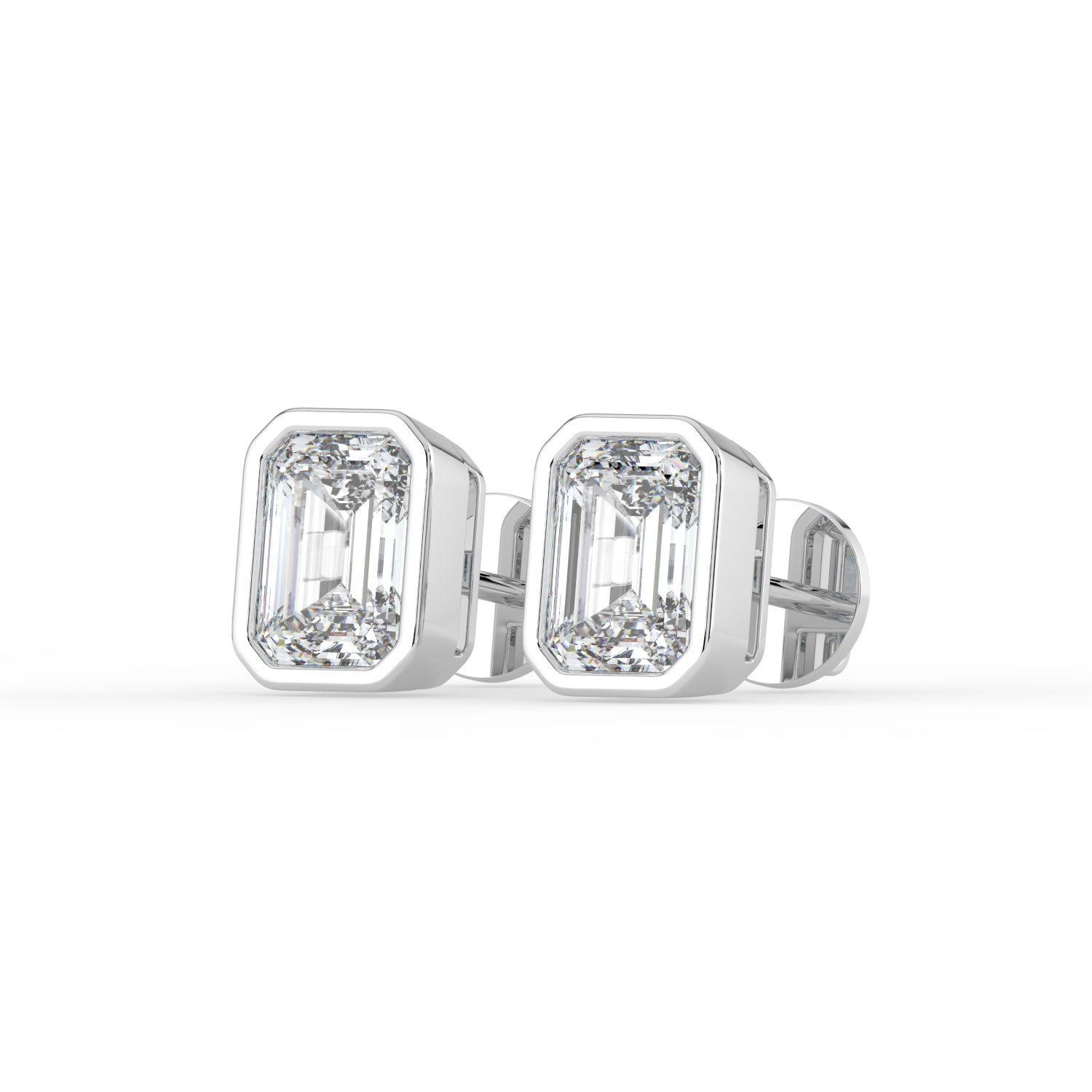 The Lyra Earrings - Bezel Set Emerald Studs