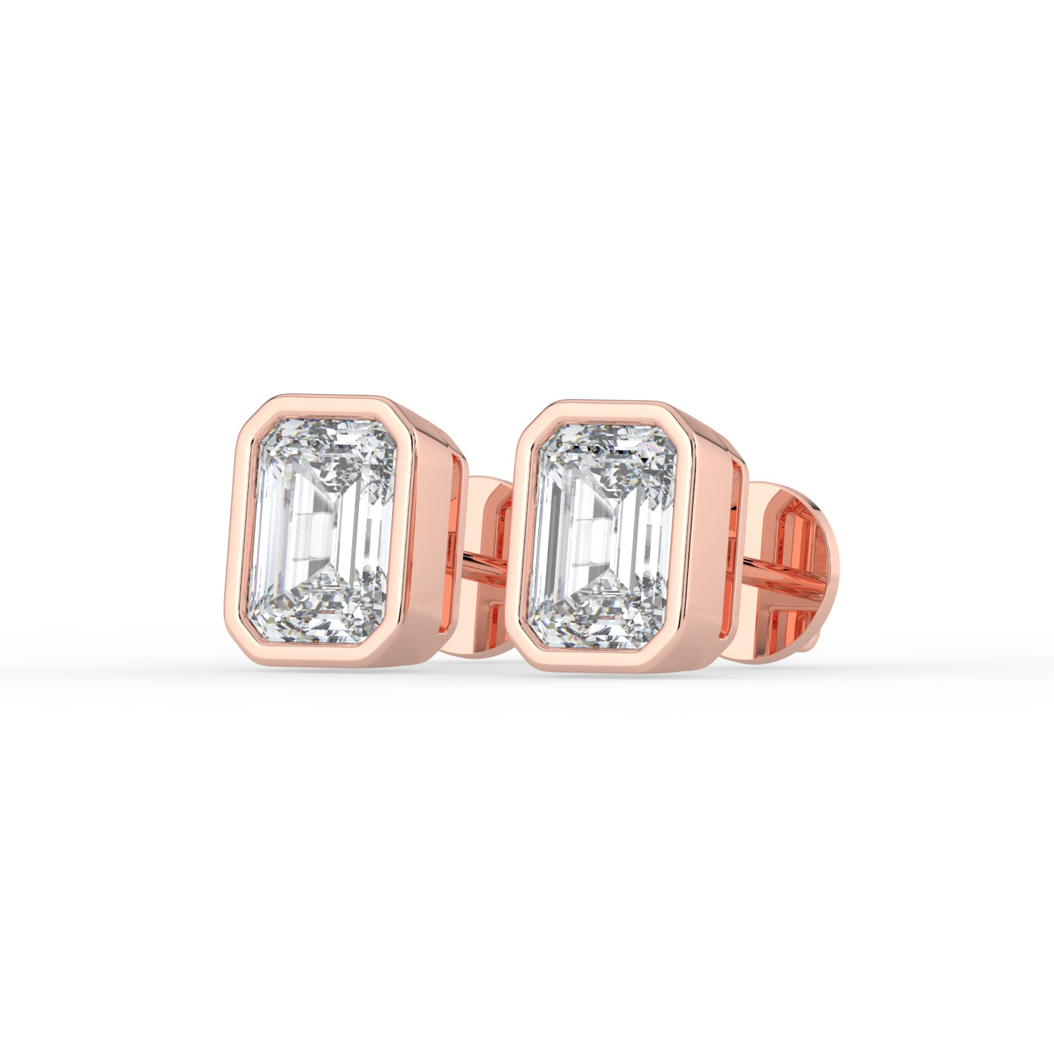 The Lyra Earrings - Bezel Set Emerald Studs