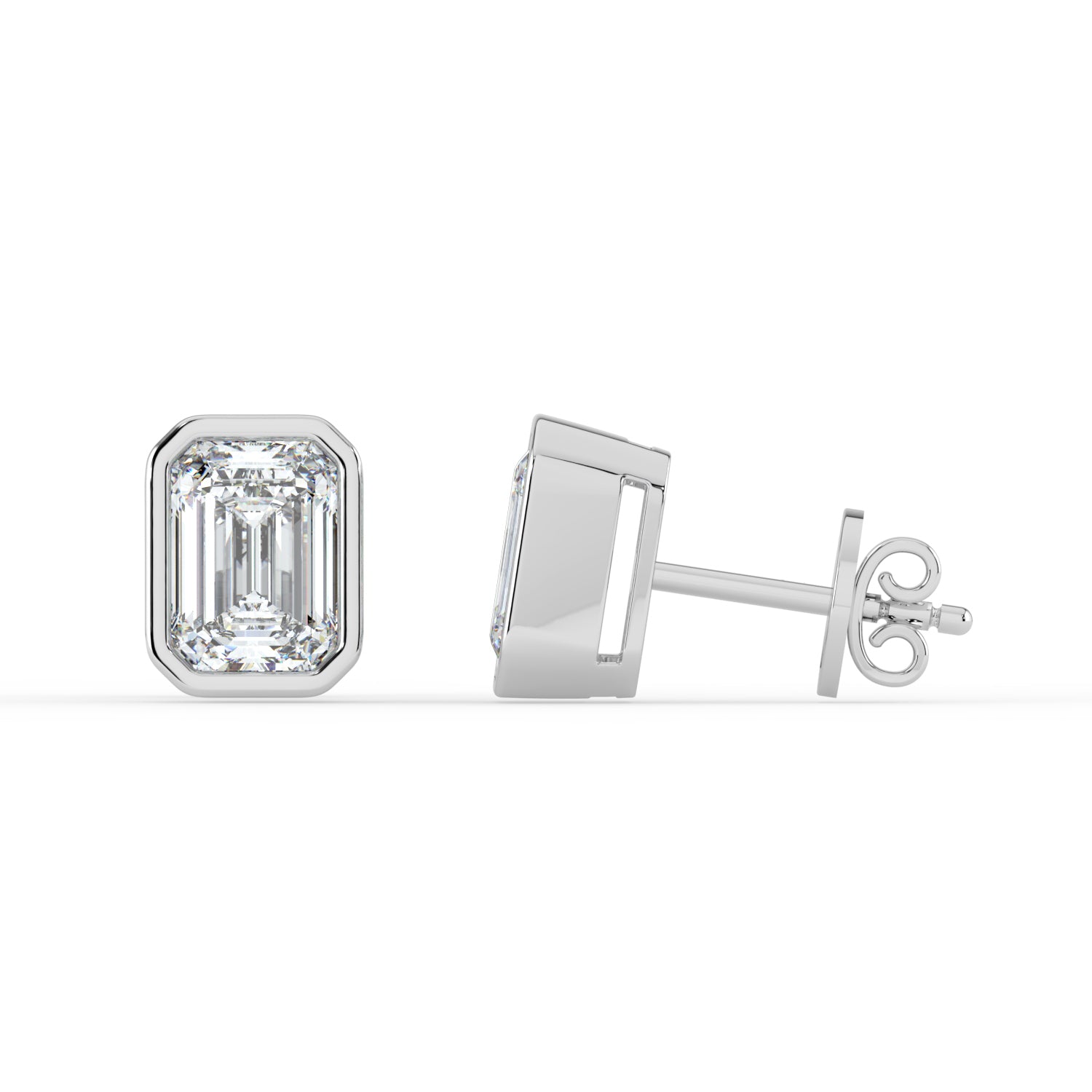 The Lyra Earrings - Bezel Set Emerald Studs