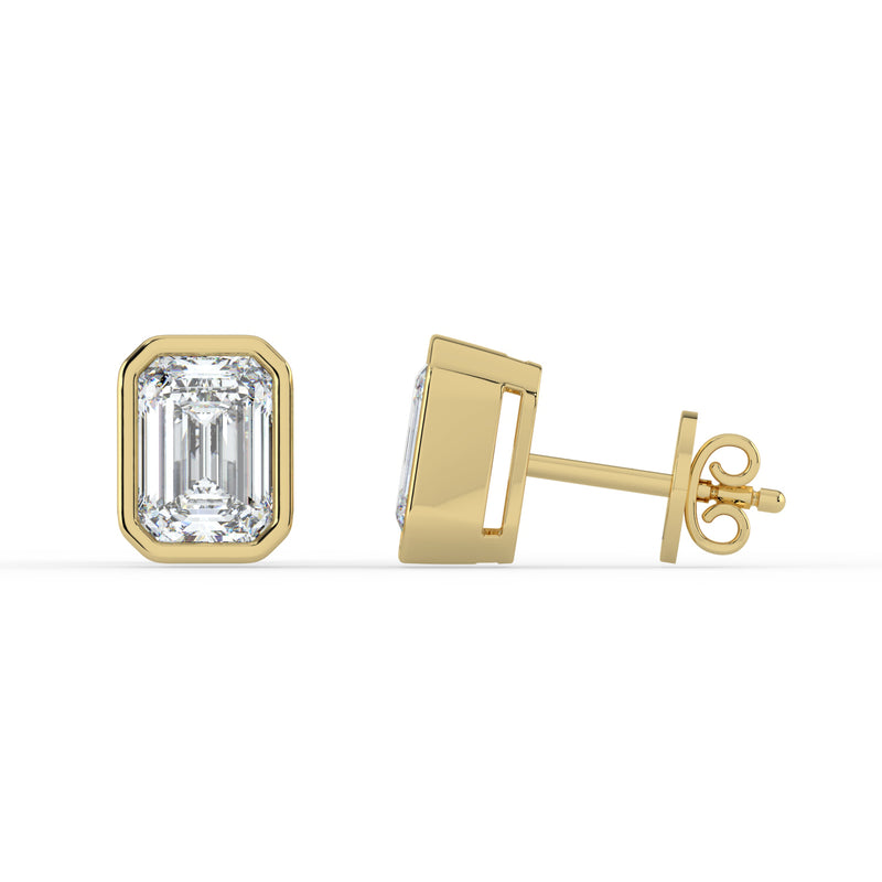 The Lyra Earrings - Bezel Set Emerald Studs