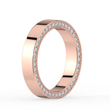 The Danielle Ring - Flat Wedding Band with Pavé Edge