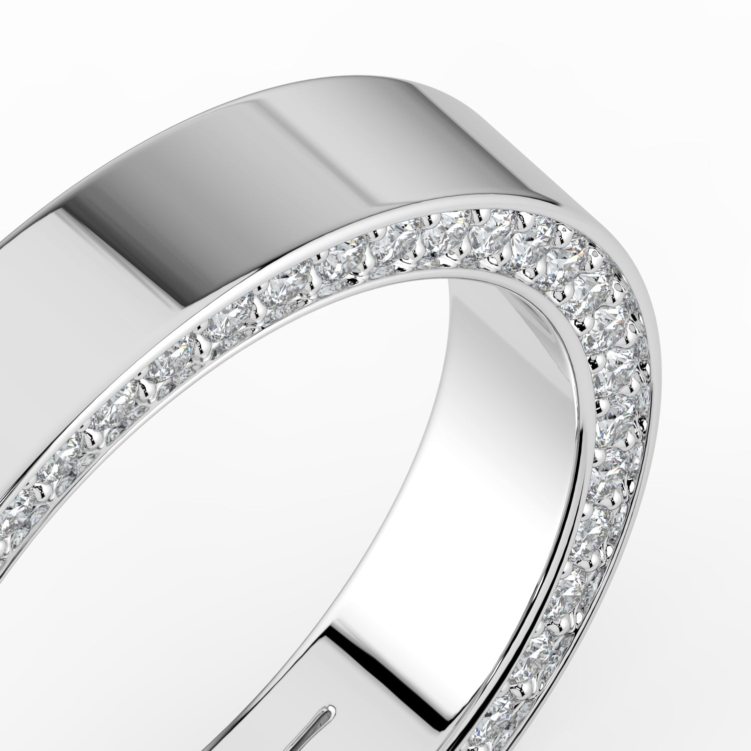 The Danielle Ring - Flat Wedding Band with Pavé Edge
