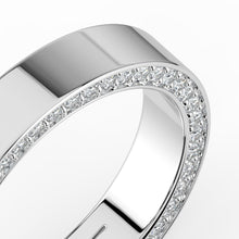 The Danielle Ring - Flat Wedding Band with Pavé Edge