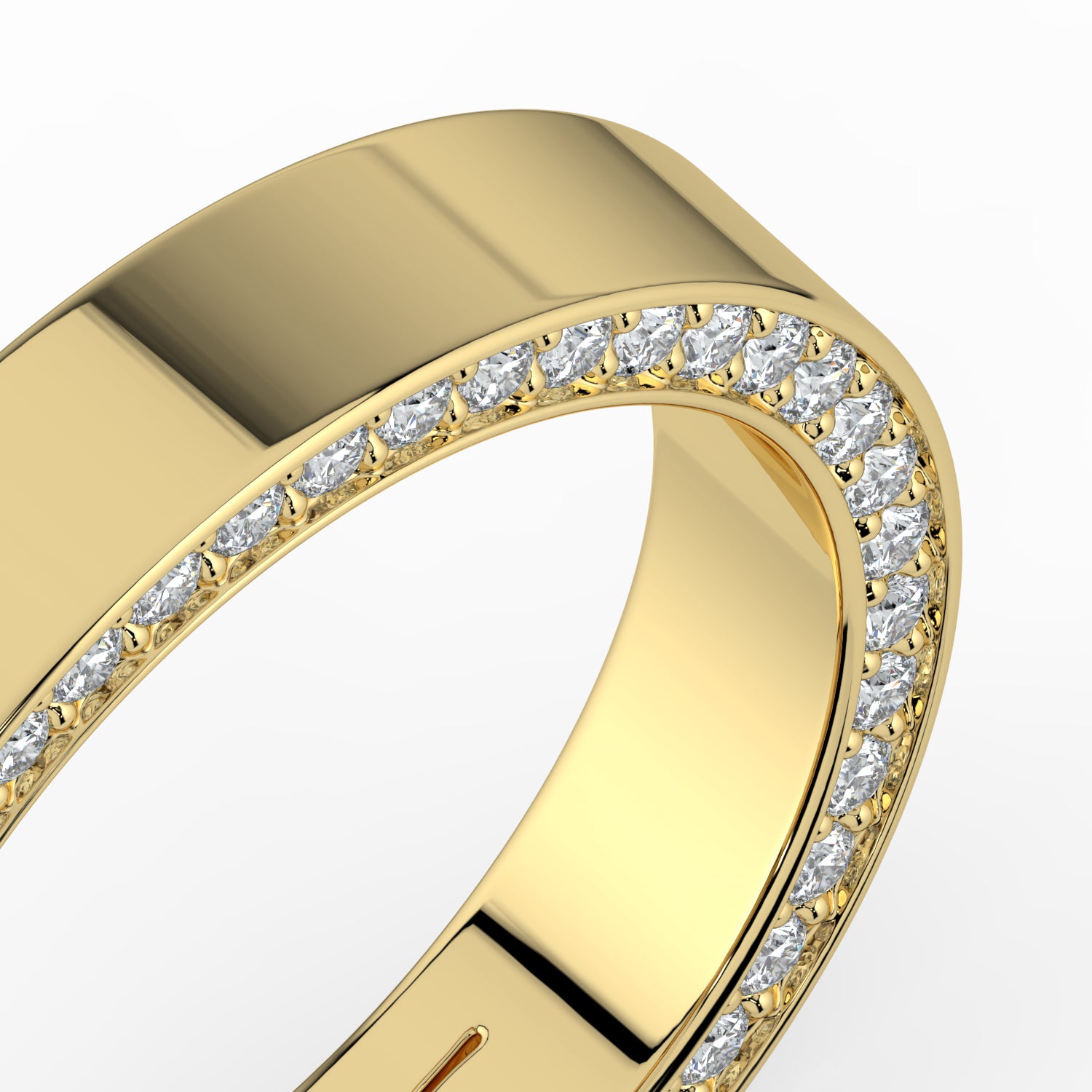 The Danielle Ring - Flat Wedding Band with Pavé Edge