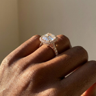 The Gemma Ring – Cushion Orbital Halo Cathedral with Pavé Band in 14K White Gold – The Jewel Concierge