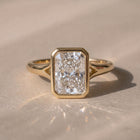 The Gabriella Ring — Radiant Bezel with Split Band Lab-Grown Diamond Engagement Ring in Yellow Gold | The Jewel Concierge