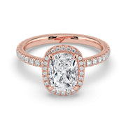The Orion Ring – Elongated Cushion Halo with Pavé Band – The Jewel Concierge