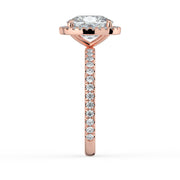 The Orion Ring – Elongated Cushion Halo with Pavé Band in 18K Rose Gold – The Jewel Concierge