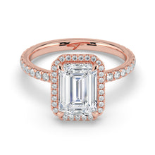 The Orion Ring - Emerald Halo with Pavé Band