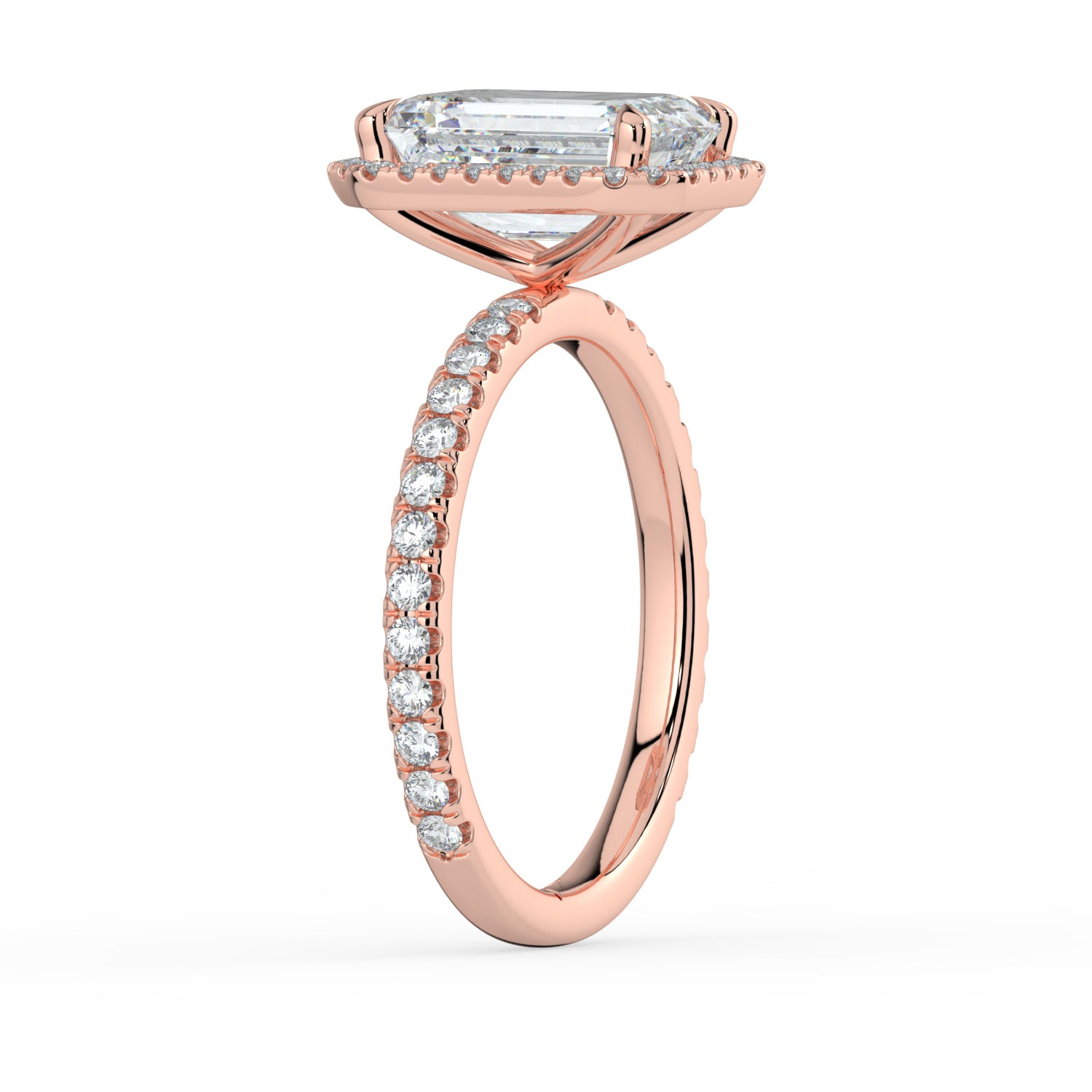 The Orion Ring - Emerald Halo with Pavé Band