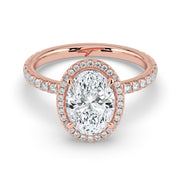 The Orion Ring — Oval Halo with Pavé Band Lab-Grown Diamond Engagement Ring in Rose Gold | The Jewel Concierge
