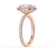 The Orion Ring — Oval Halo with Pavé Band Lab-Grown Diamond Engagement Ring in Rose Gold | The Jewel Concierge