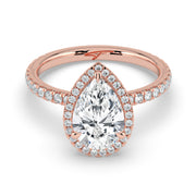 The Orion Ring — Pear Halo with Pavé Band Lab-Grown Diamond Engagement Ring in Rose Gold | The Jewel Concierge