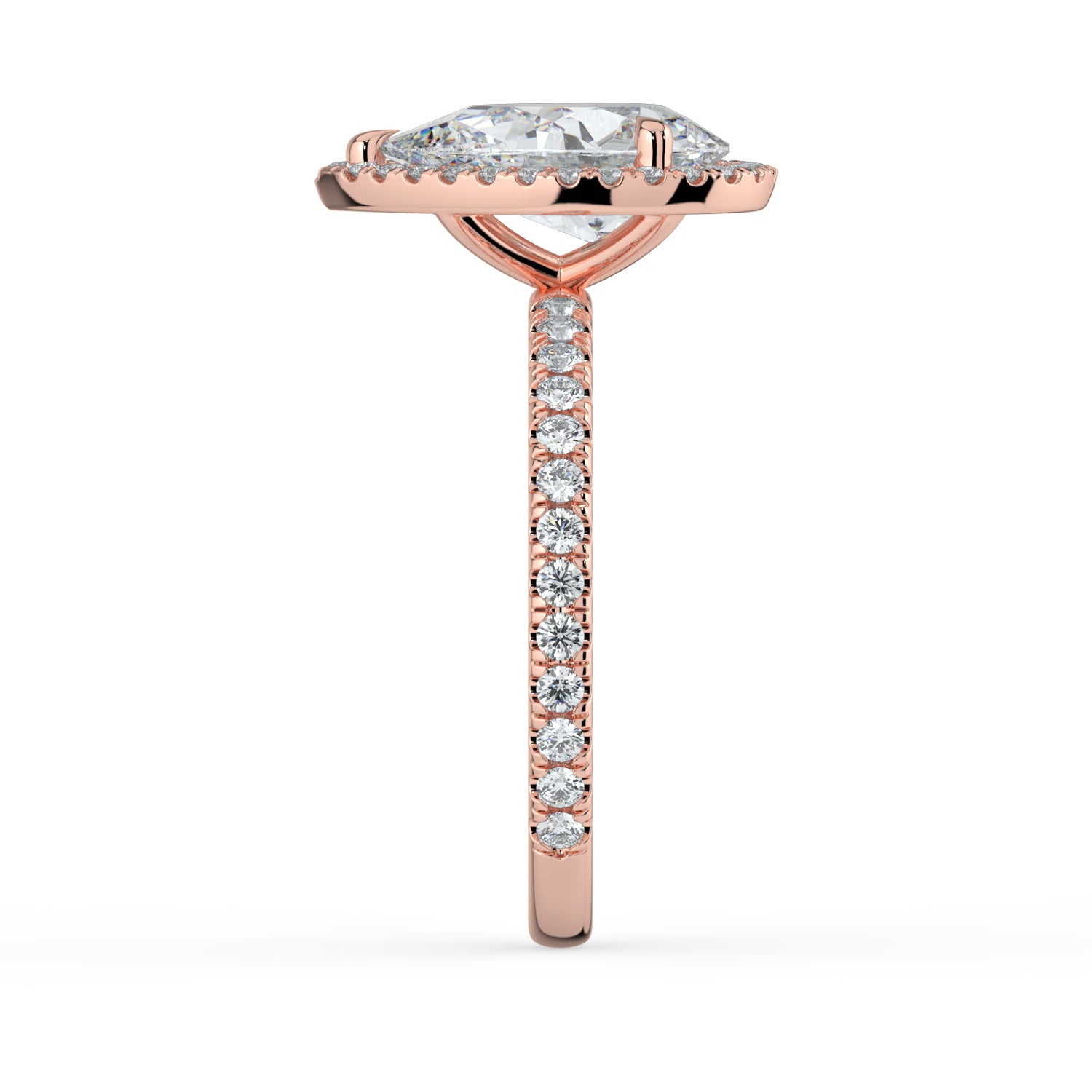 The Orion Ring - Pear Halo with Pavé Band