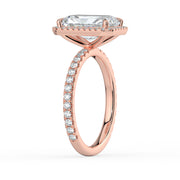 The Orion Ring – Radiant Halo with Pavé Band in 14K White Gold and Rose Gold – The Jewel Concierge