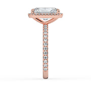 The Orion Ring – Radiant Halo with Pavé Band in 18K Rose Gold – The Jewel Concierge