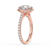 The Orion Ring — Round Cathedral Halo with Pavé Band Lab-Grown Diamond Engagement Ring in Rose Gold | The Jewel Concierge