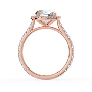 The Orion Ring — Round Cathedral Halo with Pavé Band Lab-Grown Diamond Engagement Ring in Rose Gold | The Jewel Concierge