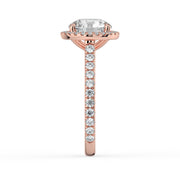 The Orion Ring — Round Cathedral Halo with Pavé Band Lab-Grown Diamond Engagement Ring in Rose Gold | The Jewel Concierge