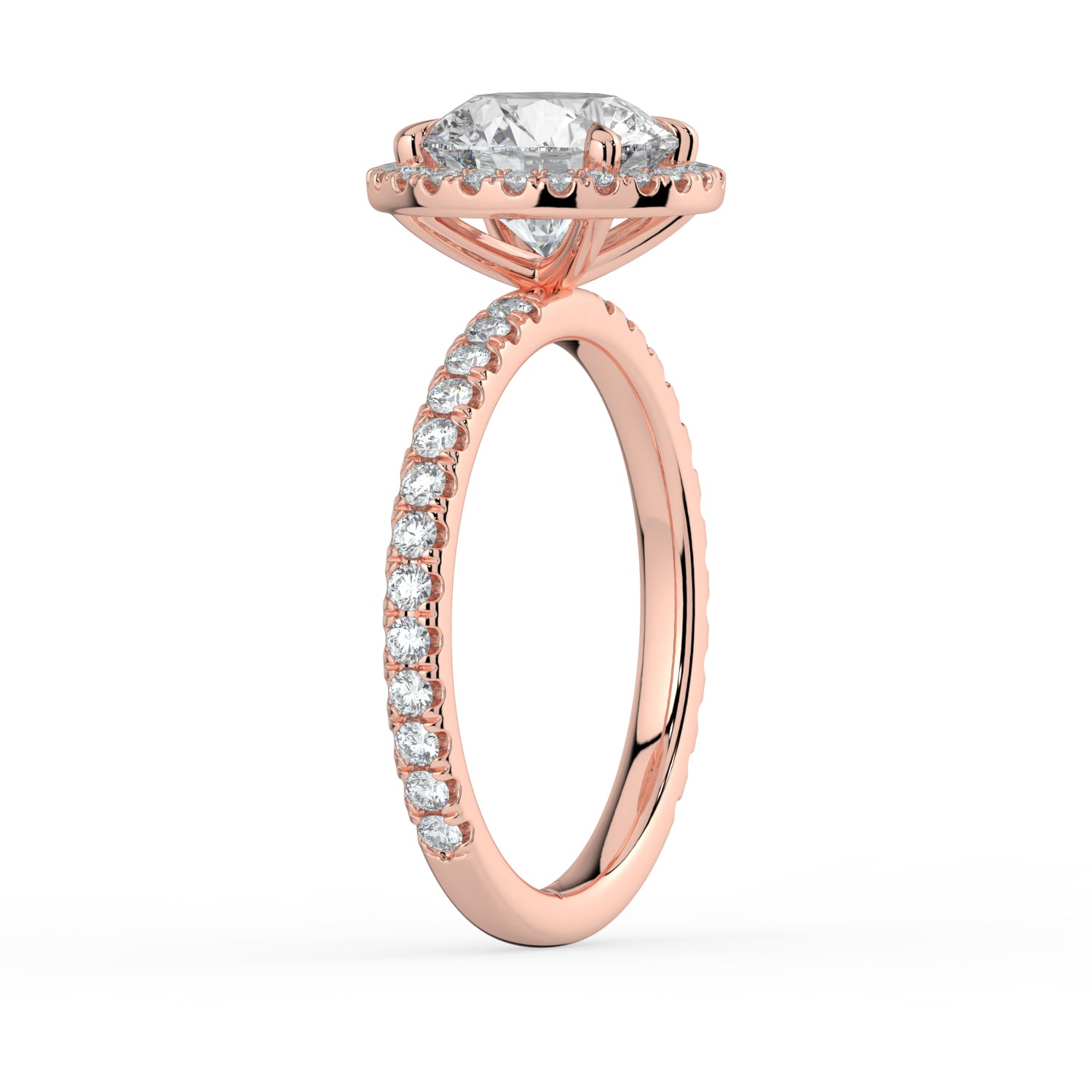 The Orion Ring - Round Halo with Pavé Band
