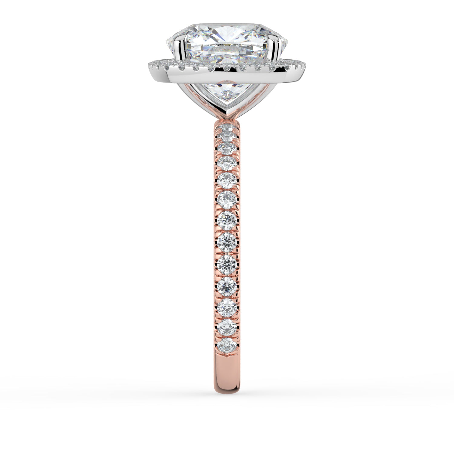 The Orion Ring - 2.00 ct. Cushion Halo with Pavé Band