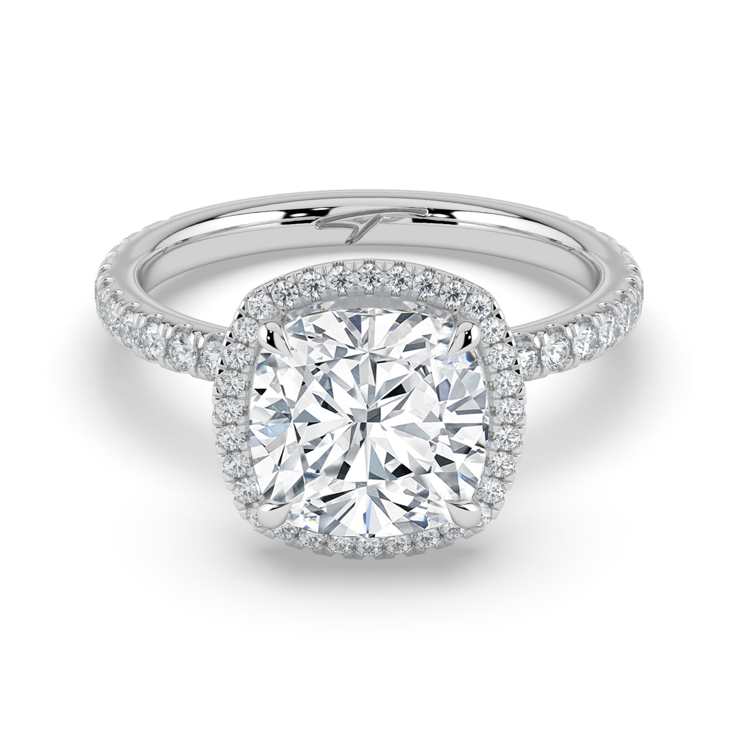 The Orion Ring - 2.02 ct. Cushion Halo with Pavé Band