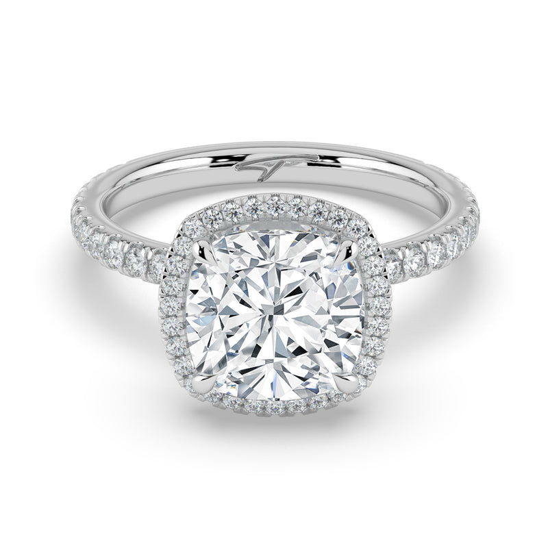 The Orion Ring - 2.02 ct. Cushion Halo with Pavé Band