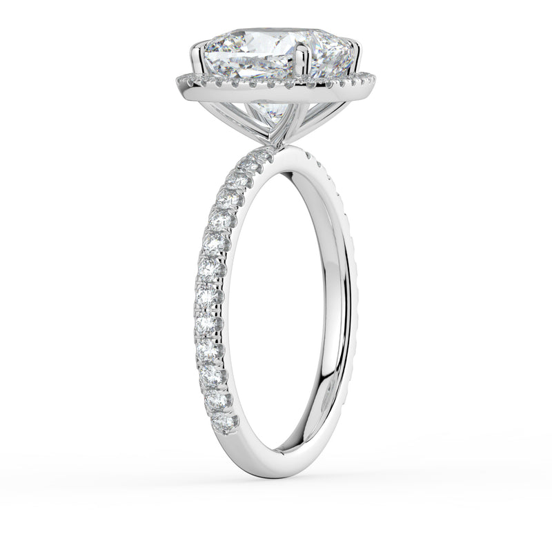 The Orion Ring - 2.02 ct. Cushion Halo with Pavé Band