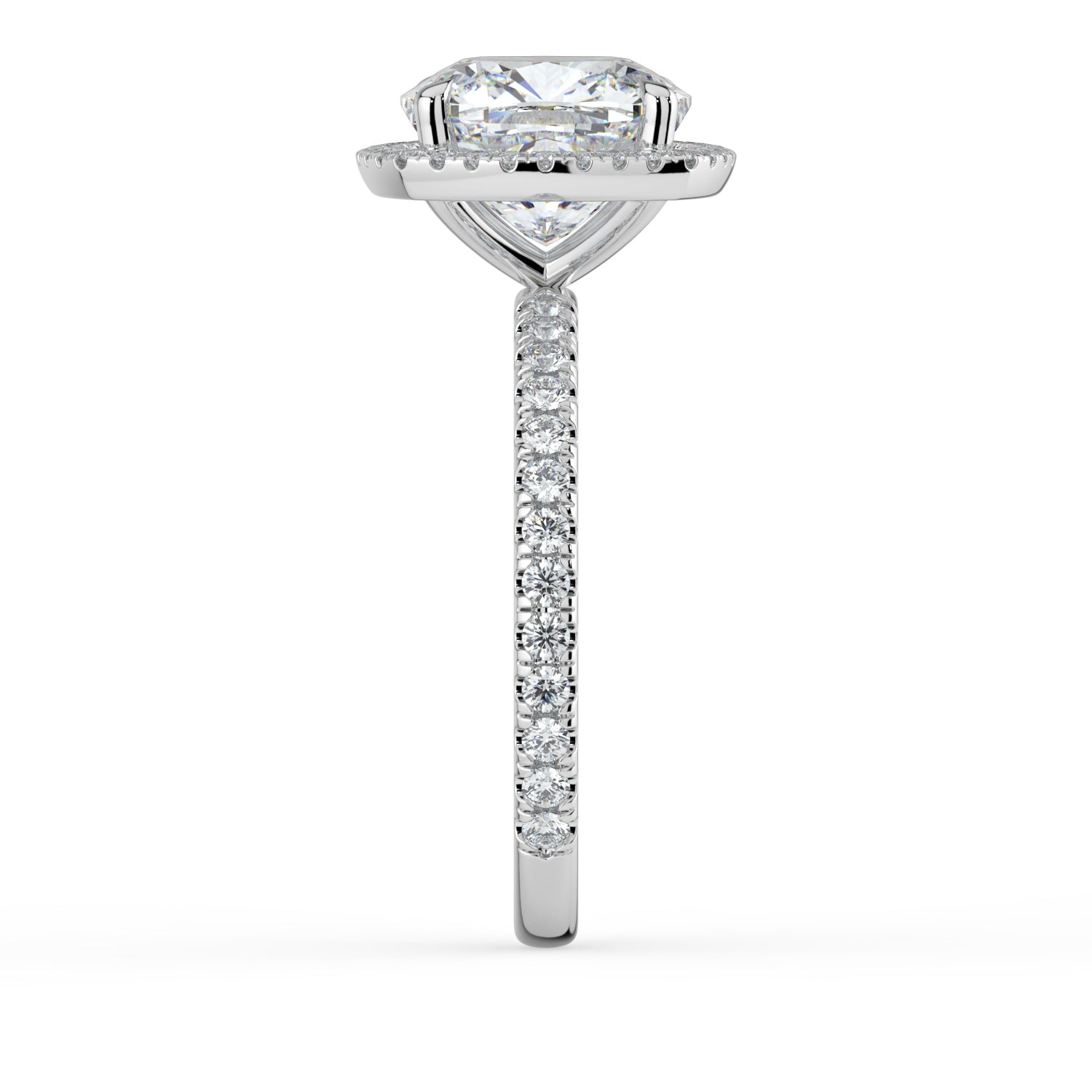 The Orion Ring - 2.02 ct. Cushion Halo with Pavé Band