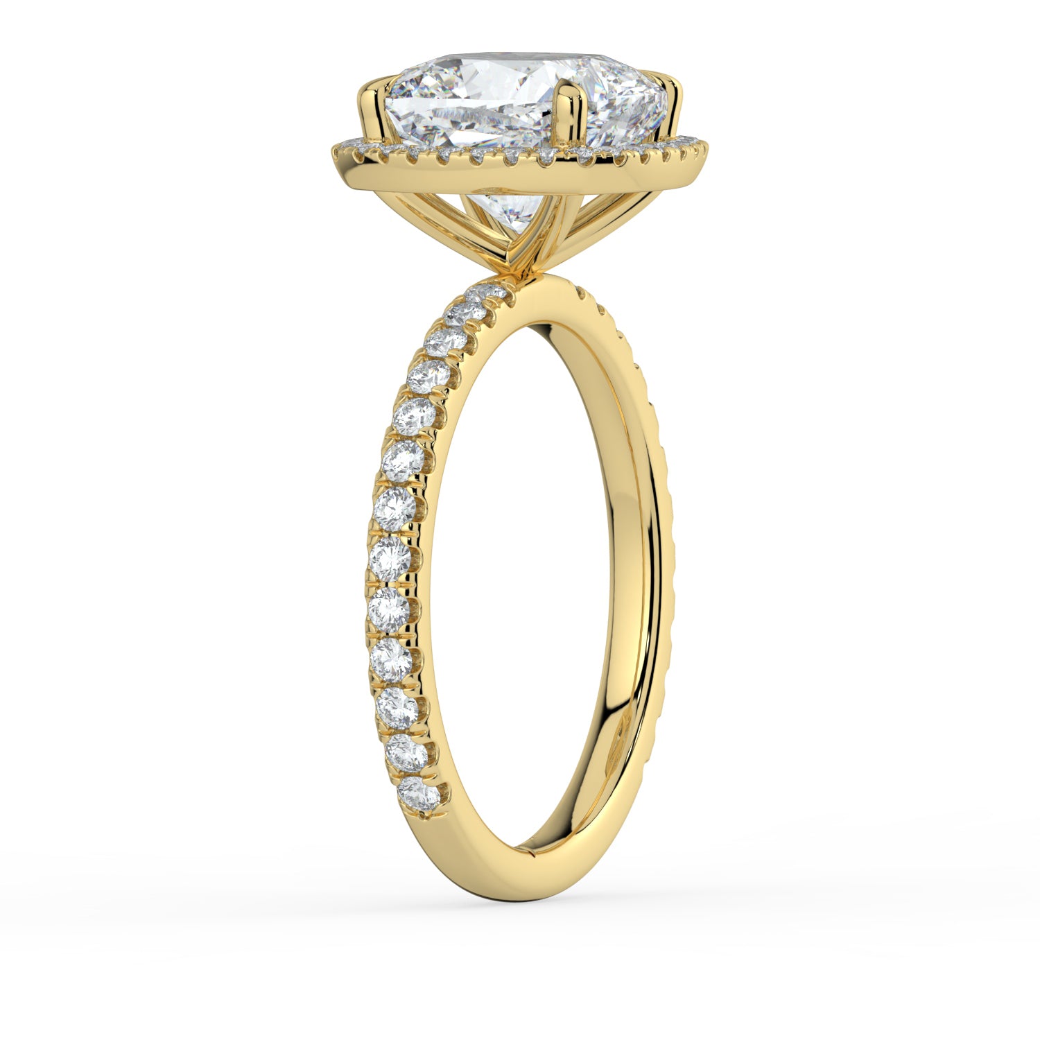 The Orion Ring - 2.00 ct. Cushion Halo with Pavé Band