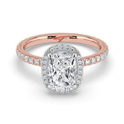 The Orion Ring – Elongated Cushion Halo with Pavé Band – The Jewel Concierge