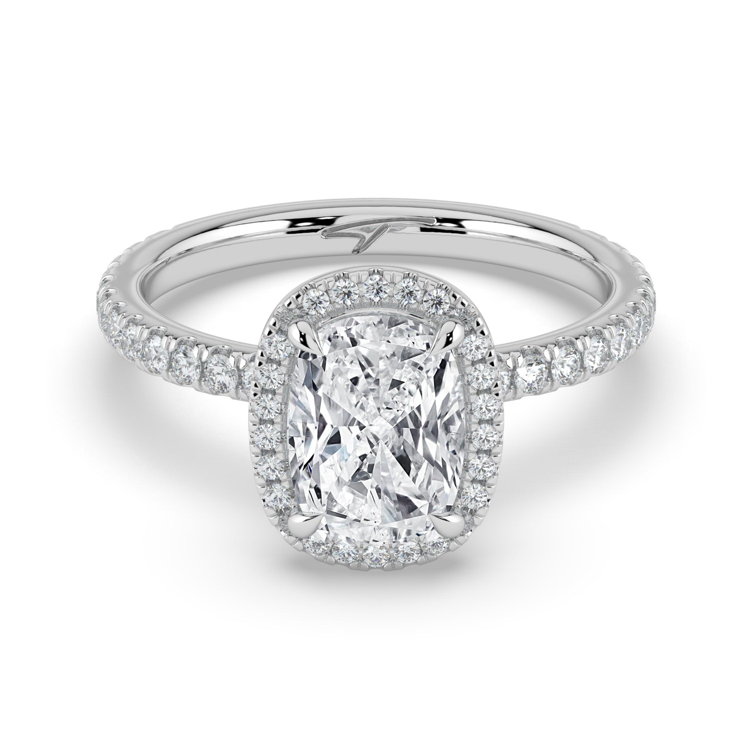 The Orion Ring - Elongated Cushion Halo with Pavé Band