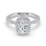 The Orion Ring – Elongated Cushion Halo with Pavé Band – The Jewel Concierge