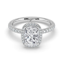 The Orion Ring - Elongated Cushion Halo with Pavé Band