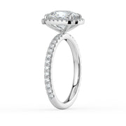 The Orion Ring – Elongated Cushion Halo with Pavé Band in 14K White Gold and Yellow Gold – The Jewel Concierge