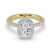 The Orion Ring – Elongated Cushion Halo with Pavé Band – The Jewel Concierge