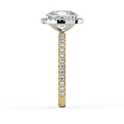 The Orion Ring – Elongated Cushion Halo with Pavé Band in Platinum – The Jewel Concierge