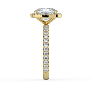 The Orion Ring – Elongated Cushion Halo with Pavé Band in 18K Yellow Gold – The Jewel Concierge