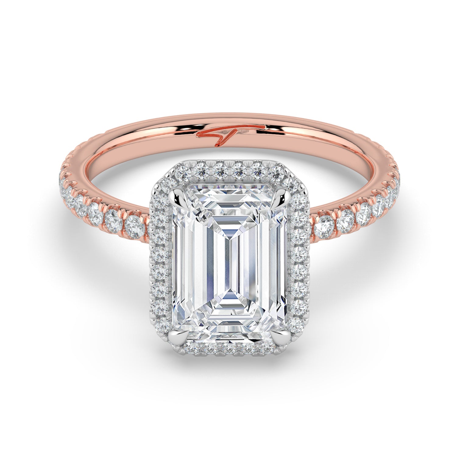 The Orion Ring - Emerald Halo with Pavé Band