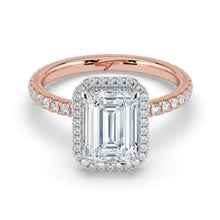 The Orion Ring - Emerald Halo with Pavé Band