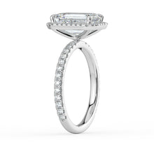 The Orion Ring - Emerald Halo with Pavé Band