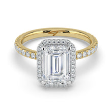 The Orion Ring - Emerald Halo with Pavé Band