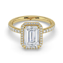 The Orion Ring - Emerald Halo with Pavé Band