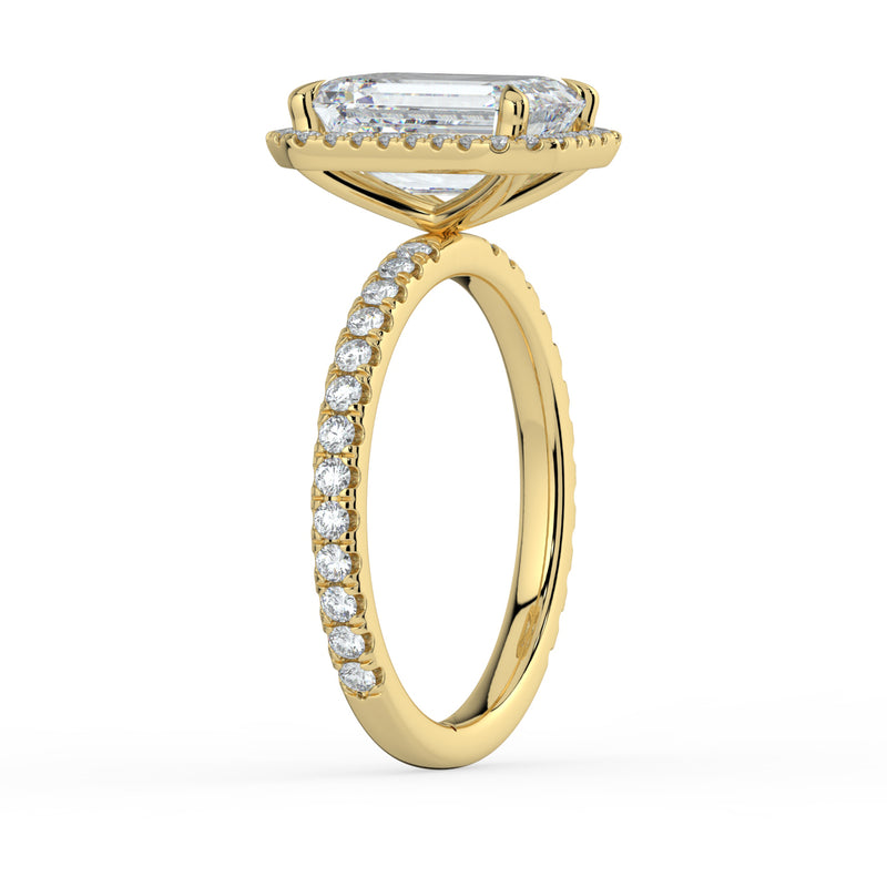 The Orion Ring - Emerald Halo with Pavé Band