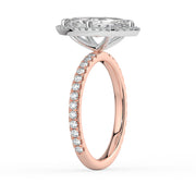 The Orion Ring – Marquise Halo with Pavé Band in 18K White Gold and Rose Gold – The Jewel Concierge